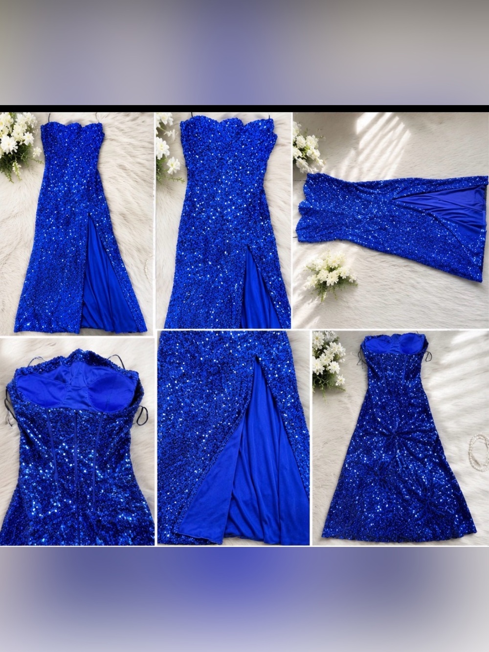 Royal Blue Sequin Evening Gown